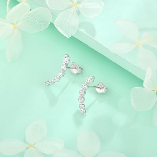 Starchenie 925 Sterling Silver Climber Earring Ear Crawler Stud Earrings for Women - color: Silver