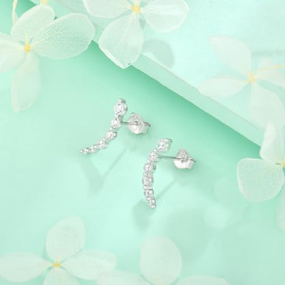 Starchenie 925 Sterling Silver Climber Earring Ear Crawler Stud Earrings for Women - color: Silver