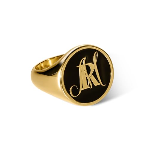 callie Custom Signet Ring - Engraved Text & Photo, Personalized Family Crest Coat Of Arms Rings, 925 Sterling Silver/Brass | Father's Day Jewelry Gifts for Men & Women - color: Initial-1