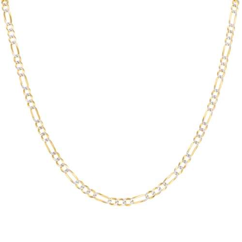JewelryWeb 925 Sterling Silver Pave Super Flat Figaro Chain Two Tone 4.0mm Anklet Anklet for Women and Men - size: 9 inches
