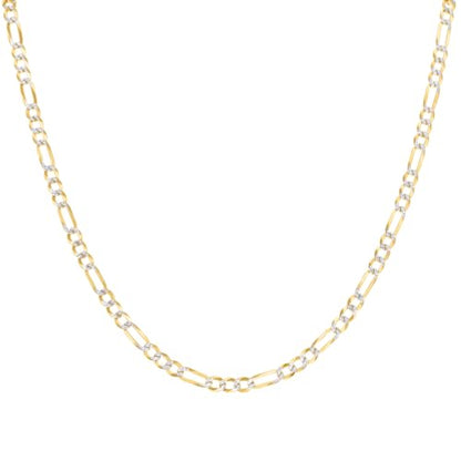 JewelryWeb 925 Sterling Silver Pave Super Flat Figaro Chain Two Tone 4.0mm Anklet Anklet for Women and Men - size: 9 inches