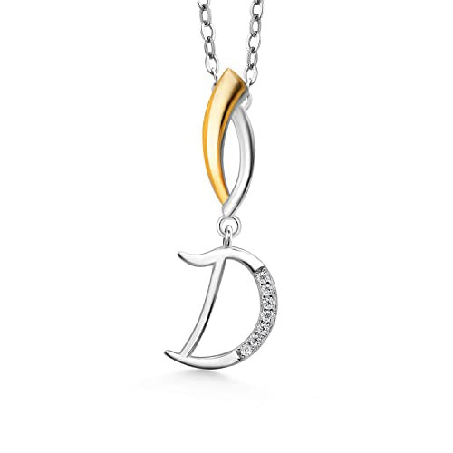 Gem Stone King Initial Pendant Necklace Letter A to Z Alphabet | 925 Sterling Silver | White Moissanite | Gift Women Mother's Day Christmas Wife Mom Girlfriend Anniversary Birthday | By Keren Hanan - style: Initial D