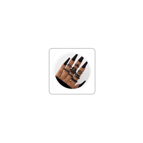 INENIMARTJ Boho Rings for Women Teen Girls,Gold Stacking Rings Set Vintage Knuckle Stackable Moon Star Snake Butterfly Heart Flower Leaf Top Finger Rings - color: 621-B