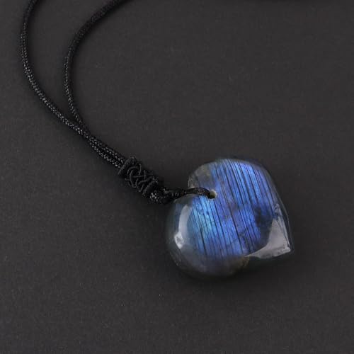 Anjiucc Natural Gemstone Tree of Life Black Obsidian/Golden Obsidian Pendant Necklace for Male and Female Necklace - color: Heart-Shaped