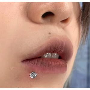 16G Monroe Lip Piercing Jewelry Labret Studs Tragus Hoop Earrings Nose Piercing Flat Back Helix Earring - color: rose gold, size: 16G*10mm