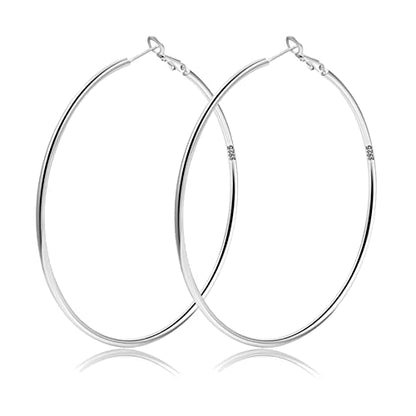 2mm Sterling Silver Big Hoop Earrings For Women - Large Hypoallergenic Circle Endless Thin Oversize Silver Hoops - color: Silver,70mm hoops