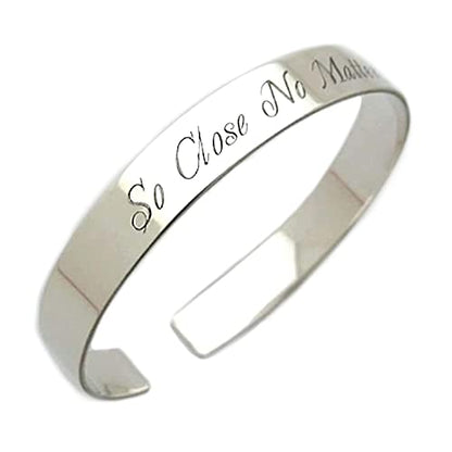 Silver Bracelet Both sides Engravable Cuff Unisex Custom Jewelry Engraved Gift Birthday Gift Custom Engraving Cuff Bracelet Motivational Mantra Quote Engraved Silver Bangle for him or her