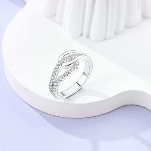 Hapour 925 Sterling Silver Celtic Knot Stackable Rings Simple Infinity Promise Ring Women Trendy Jewelry Gifts Ring Size 6-10