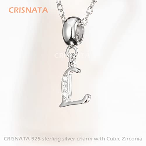 26 Letter Pendant Charms, Polished 925 Sterling Silver Complete Initial A-Z Dangling CZ Stone Alphabet Beads, fits European Bracelet Necklace, Gift for Mother/Father/Daughter/Son/Sister/Aunt - color: Letter L CZ Pendant Charm