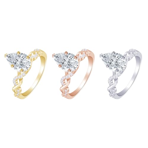 Houston Diamond District 1.13 to 5.13 CT Lab Grown Diamond Infinity Engagement Ring | 14K White Gold Pear Cut Twisting Split Shank Pave Set Ring in Solid Gold E-F Color VS2-SI1 Clarity - color: White Gold, size: 9
