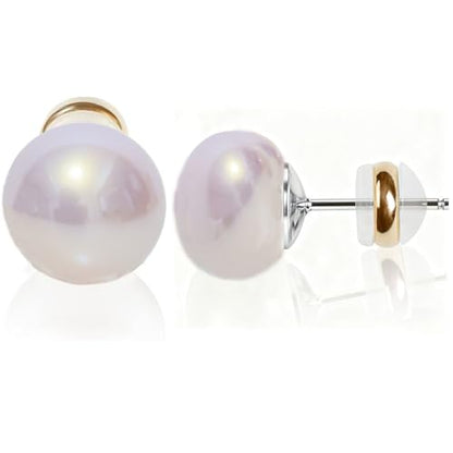 Natural Freshwater Cultured Pearl Stud Earrings, AAAA+Handpicked, Sterling Silver 18K Gold Plated Hypoallergenic Earring Studs Jewelry For Women - color: Pink light, size: 8mm