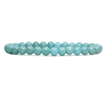 Angelstones Gemstones 6mm Round Beads Healing Crystal Bracelet for women | Natural Gemstone, Handmade Gifts for Women, Healing Crystal Round Beaded Stretch Bracelets, Unisex Jewelry for Women and Men - color: Blue Amazonite