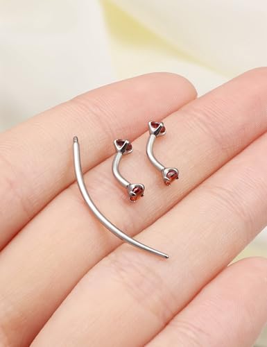Eyebrow Piercing Jewelry F136 Titanium Internally & externally Threaded Curved Barbell Vertical Labret Lip Jewelry Ear Rook Navel Belly Button Ring Women Men 20g 18g 16g 6mm/8mm/10mm/12mm - color: 6mm F136 titanium Eyebrow Rings 16G Red