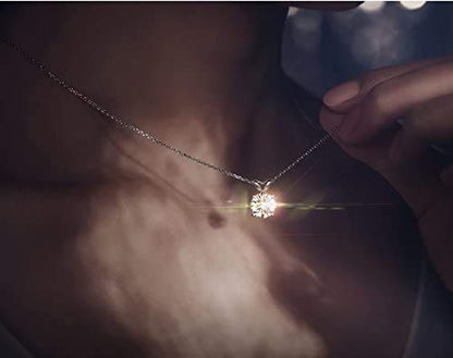 AllenCOCO 925 Sterling Silver Necklace for Women Trendy, AAA+ Cubic Zirconia Pendant Necklace Hypoallergenic 14K Gold Plated 925 Sterling Silver Minimalist CZ Necklace for Women Jewelry Gifts