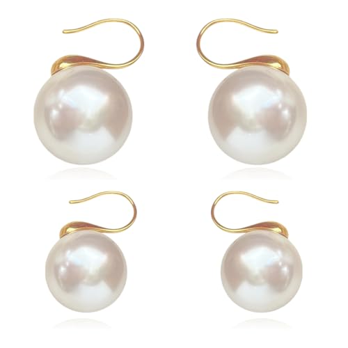 Hypoallergenic Pearl Earrings Set for Women | S925 Sterling Silver & Stainless Steel, Daisy Heart & Hook & Teardrop Dangle & Huggie Hoop, Simulated Pearl, Sensitive Ears - color: Yellow Gold Pearl
