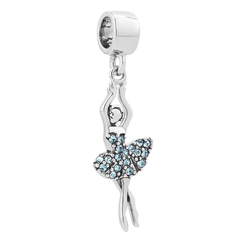 Birthstones Ballet Dancer Dangle Charm fits Pandora Charms Bracelets Gift for Daughter Granddaughter Women Sister Birthday - style: Mar Birthstones