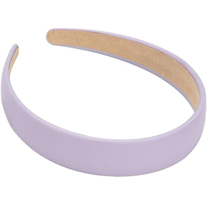 WantGor 1 Inch PU Leather Headband, Wide Padded Hairband Fashion Hair Bands | Cute Womens Headbands Holiday DIY Hair Accessories (Purple) - color: Purple