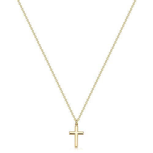 Fettero Cross Necklace for Women Faith Pendant 14K Plated Dainty Chain Necklaes Minimalist Simple Tiny God Lords Prayer Religious Jewelry - style: Blank Gold