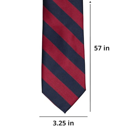 tiemart Men's Striped Tie Standard Length - color: Crimson Red and Navy