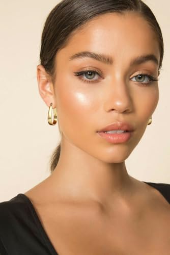 Sterling Silver Hoop Earrings for Women Large Oval Hoop Earrings Lightweight Big Gold Hoops Earrings Hypoallergenic 14K Gold Plated Hoops Earrings Non Tarnish Jewelry Gifts 20/30/40mm - color: Gold-20*30mm