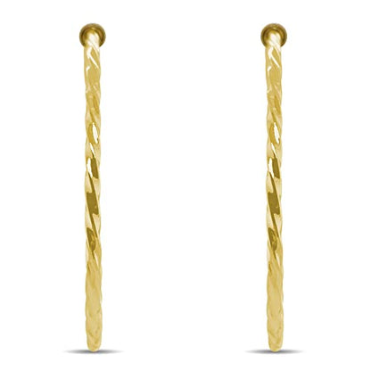 Clip On Spring Hoop Earrings for Non-Pierced Ears - color: Gold-Tone Twisted, size: 60mm