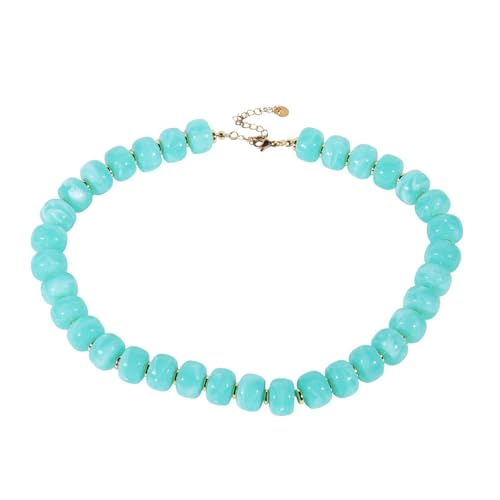 Fuqimanman2020 Resin Chunky Beaded Necklace Minimalistic Modern Statement Necklace for Women - color: E