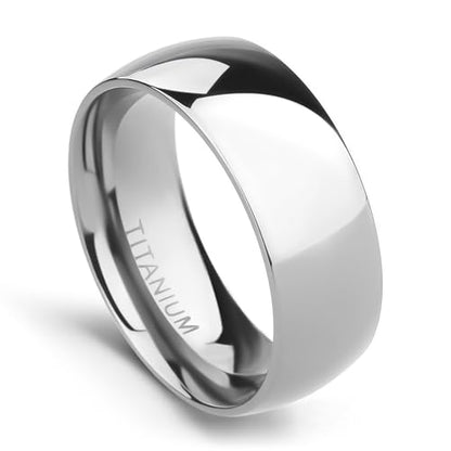 TIGRADE 2mm 4mm 6mm 8mm 10mm Titanium Ring Plain Dome High Polished Wedding Band Comfort Fit Size 3-15 - color: Silver 8mm