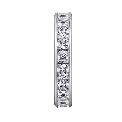 Amazon Essentials Platinum-Plated Sterling Silver Infinite Elements Cubic Zirconia Channel Princess-Cut All-Around Band Ring - size: 8