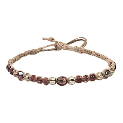 BlueRica Hemp Anklet with Glass Beads - style: Purple