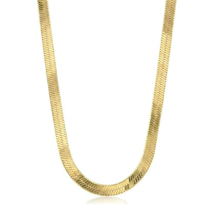 Herringbone Chain Necklace for Women Men 18K Gold Over Italian 925K Stamped Solid Sterling Silver, 3.4mm-5.5mm-7mm-9.4mm-11mm Wide Flat Snake Chain, Made in Italy - size: 16 Inch, style: WIDTH - 11MM