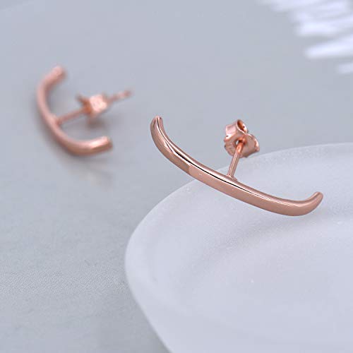 18K Gold Plated Sterling Silver Suspension Hoop Earring Ear Suspender Minimalist Ear Cuff Rose Gold Wrap Hoop Silver Huggie Earring - color: 18K Rose Gold Plated