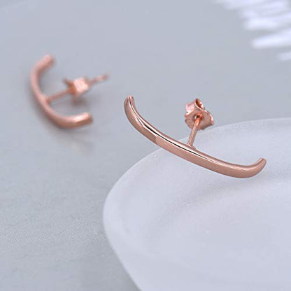 18K Gold Plated Sterling Silver Suspension Hoop Earring Ear Suspender Minimalist Ear Cuff Rose Gold Wrap Hoop Silver Huggie Earring - color: 18K Rose Gold Plated