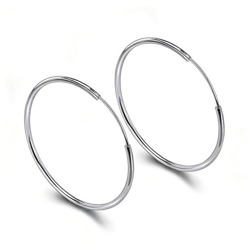 Lightweight Large Hoop Earrings Thin G23 Titanium Hypoallergenic 50 60 MM for Women Gift - size: 50mm