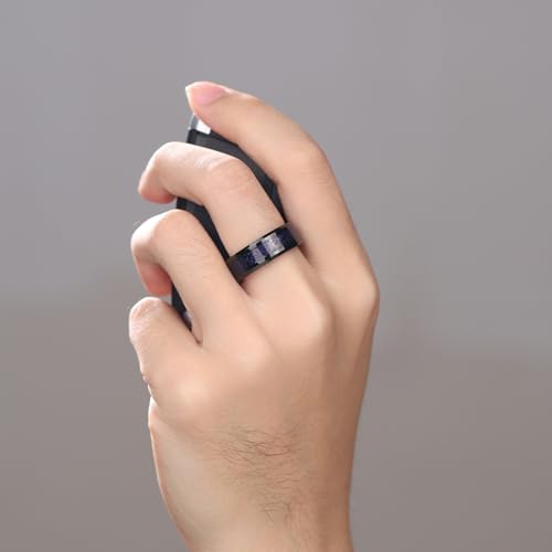 8mm Black Tungsten Carbide Ring for Men Women Red Carbon Fiber Celtic Dragon Inlay Knot Promise Wedding Band Beveled Edges Polished Comfort Fit - color: Blue