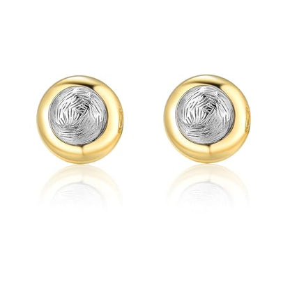 Mytys Two Tone Huggie Hoop Earrings Cross Over Design Twisted Rope Silver Gold Statement Wide Band Clip On Hoops for Women Fashion Jewelry Gift - color: Round Gold & Silver