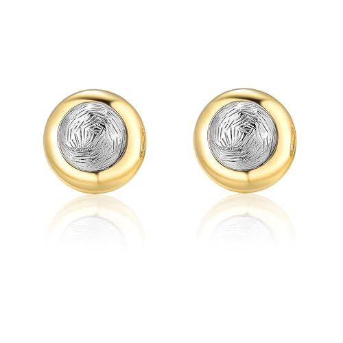 Mytys Two Tone Huggie Hoop Earrings Cross Over Design Twisted Rope Silver Gold Statement Wide Band Clip On Hoops for Women Fashion Jewelry Gift - color: Round Gold & Silver