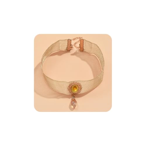Gothic Lace Choker Necklace for Women, Pearl Sexy Tassel Adjustable Choker Necklace, Boho Halloween Jewelry for Festival Party Cosplay Costume Gifts - color: Gold CZ Pendant