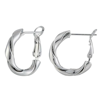 14k Gold Plated Hoop Earrings for Women, 925 Sterling Silver Posts Thick Twist Hypoallergenic Chunky Large Earrings 20mm 30mm 40mm 50mm - color: silver, size: 20mm