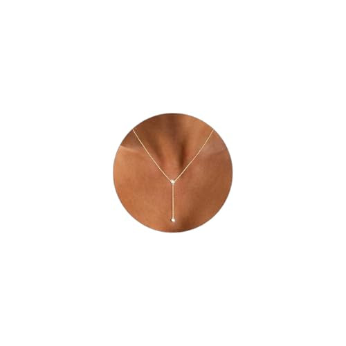 Luxval Diamond Pendant Gold Necklace for Women，Dainty 18k Gold Plated Choker Necklaces Simple Gold Jewelry Gifts for Women - color: Gold-Y CZ Necklace