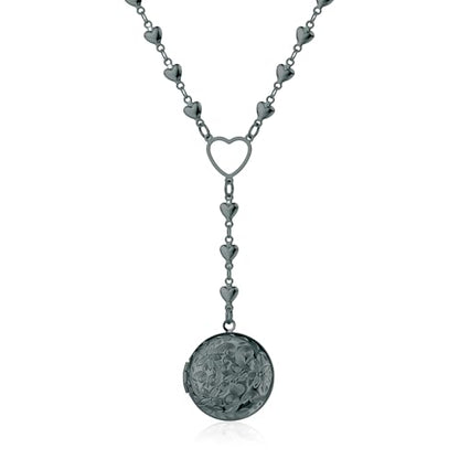 Personalized Heart Locket Necklace for Women Stainless Steel- Heart Necklace - color: Black-I