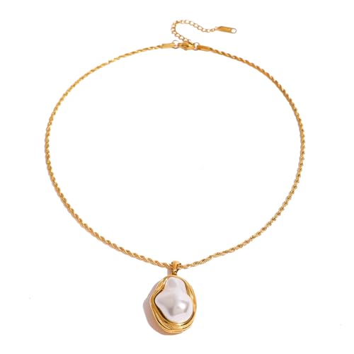 Unisex Celestial Gold Pendant Necklaces, Sun/Moon/Star/Angle Celestial Elements Unisex Choker Gold Lover Chains for Men and Women Jewelry - color: Pearl Drop - Irregular