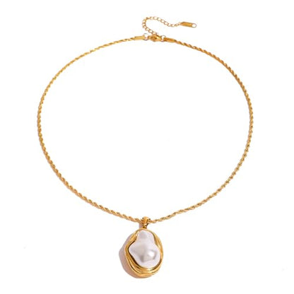 Unisex Celestial Gold Pendant Necklaces, Sun/Moon/Star/Angle Celestial Elements Unisex Choker Gold Lover Chains for Men and Women Jewelry - color: Pearl Drop - Irregular
