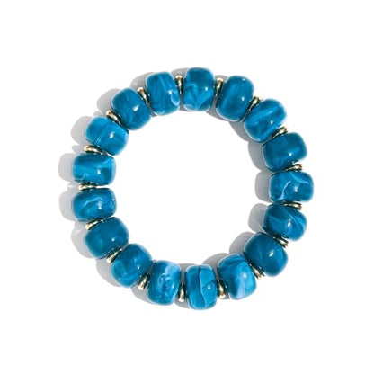 Colorful Beaded Bracelets Boho Jewelry for Women Multicolor Resin Chunky Bracelet Summer Vacation Outfits Beach Gifts - color: Green