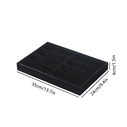 Coward Sunglass Organizer, Black Velvet Glasses Trays, Eyeglasses Watches Jewelry Display - Men Women (8 Grids) - color: Black Velvet, size: Sunglasses Tray