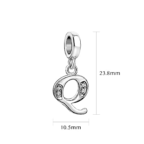 LSxAB Sparkling Initial Letter Charm Compatible with Pandora Charms Bracelets for Women A-Z Pendant Jewelry - style: Q
