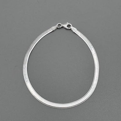 925 Sterling Silver Herringbone Bracelet for Women 3mm – Flat Snake Chain