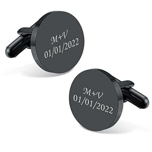 Custom4U Custom Photo Cufflinks for Men Father of the Bride Gifts - color: G-Custom Text-Black