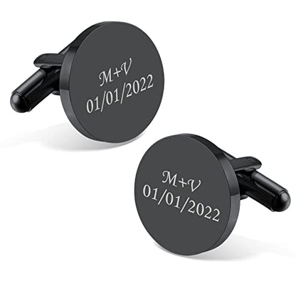 Custom4U Custom Photo Cufflinks for Men Father of the Bride Gifts - color: G-Custom Text-Black