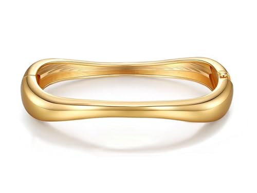 Gold Bracelets for Women Trendy Silver Bangle Cuff Bracelet Jewelry Gifts | Adjustable Size, 14K Gold Plated Chunky Bracelet - color: Gold - Style A
