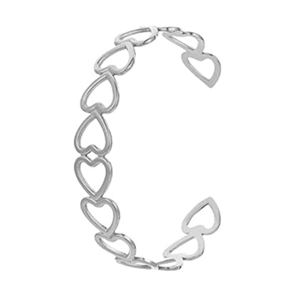 Womens Cuff Bracelets Heart Open Bangle Jewelry - color: Silver